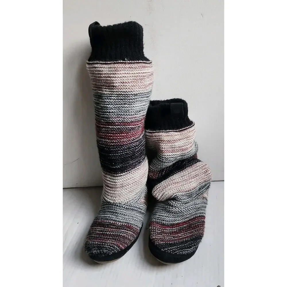 Muk Luks Women 7/7.5 Mid-Calf Sweater Boots Slouch Soft Knit Cottagecore Boho